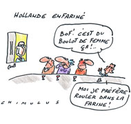 Hollande enfariné par une jeune femme