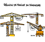 Mamie sur la grue pour voir sa petite-fille