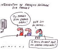 François Hollande est "passé" à la télévision... Dessin de Chimulus