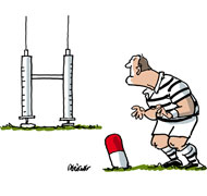 Le rugby, premier sport en France touché par le dopage - Dessin de Deligne