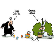 Menaces de mort contre le juge Gentil - Dessin de Deligne