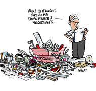 Hollande : le "choc de simplification", c'est maintenant - Dessin de Deligne