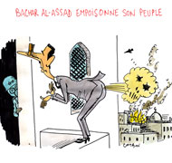 Al-Assad soupçonné d’utiliser du gaz sarin - Dessin de Cambon