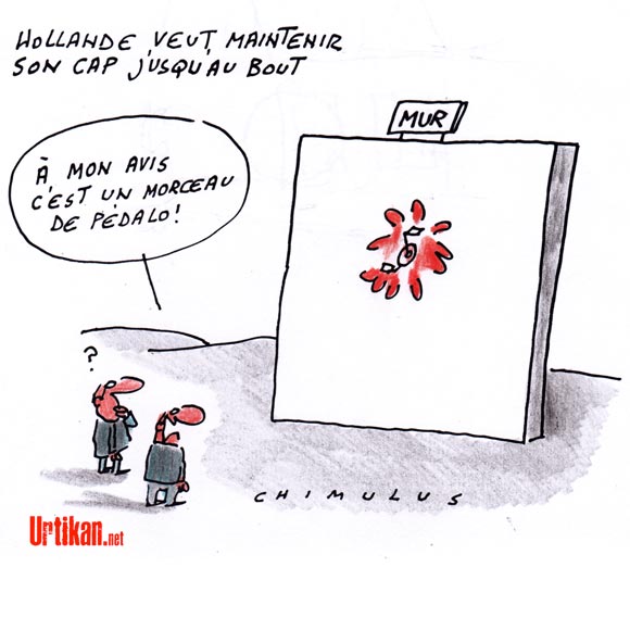Impopulaire, Hollande ne veut pas "se laisser impressionner" - Dessin de Chimulus