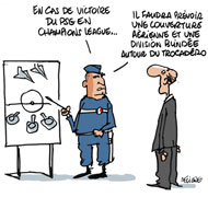 Débordements au Trocadéro : la police et le PSG ont sous-estimé les risques - Dessin de Deligne