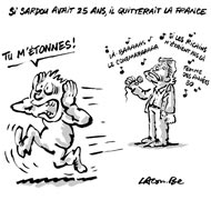 Michel Sardou "quitterait probablement la France" s'il avait 25 ans - dessin de Lacombe