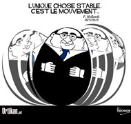 Hollande à l'«offensive» face à la récession et aux inquiétudes - Dessin de Pakman