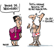 Christine Boutin attaquée sur son mariage avec son cousin - Dessin de Deligne