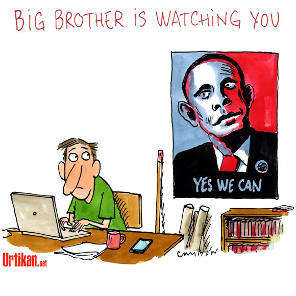 Espionnage : Big Brother vous surveille - Dessin de Cambon