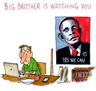 Espionnage : Big Brother vous surveille - Dessin de Cambon