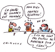 Crues : La grotte de Lourdes inondée - Dessin de Chimulus