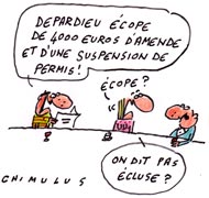 Depardieu à l'amende pour conduite en état d'ivresse - Dessin de Chimulus