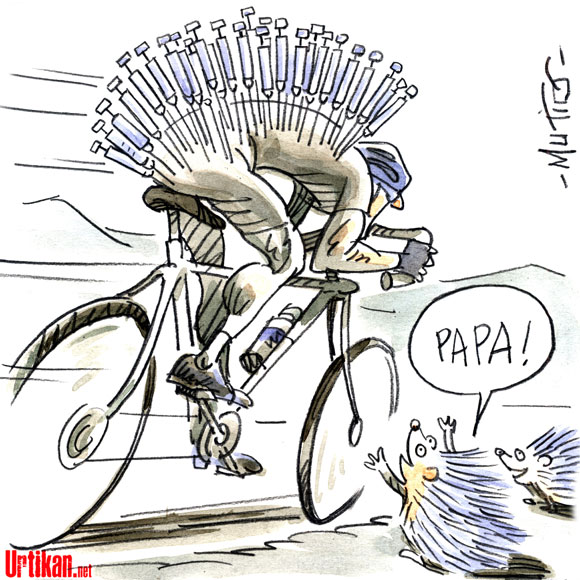 Tour de France - dopage, le cyclisme a ses habitudes - Dessin de Mutio