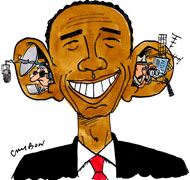 Espionnage : Obama promet des éclaircissements à l'UE - Dessin de Cambon