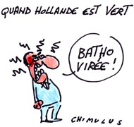Batho quitte Hollande: le gouvernement prend l'eau - Dessin de Chimulus