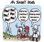 Roms installés à Étaules : feu d'artifice du 14 juillet annulé - Dessin de Lasserpe