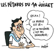 François Hollande a mal vécu son 14 juillet - Dessin de Soulcié