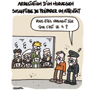 l'assassin néonazi norvégien qui menaçait la France - Dessin de Lasserpe