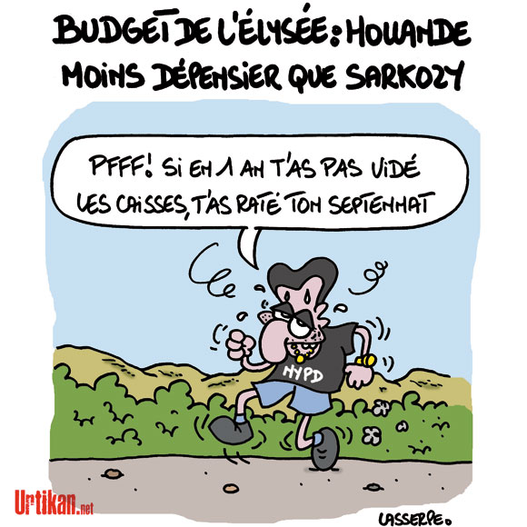 Budget de l'Elysée : Hollande fait plus d'efforts que Sarkozy - Dessin de Lasserpe