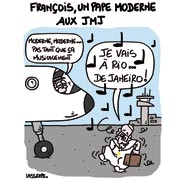 Miracle à Rio : Le pape ressuscite Claude François ! - Dessin de Lasserpe