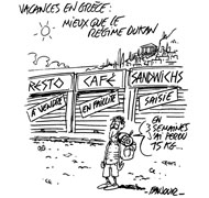 Régime et vacances : la solution miracle ! - Dessin de Faujour