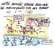 Humour de vacances : la plage - Dessin de Chimulus