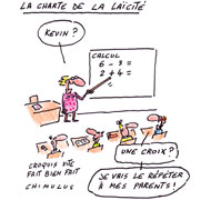 La charte de la laïcité de Vincent Peillon dans chaque école - Dessin du Jour de Chimulus