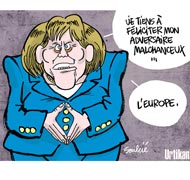 "Le pouvoir a un nom : Angela Merkel" - Dessin du jour de Soulcié