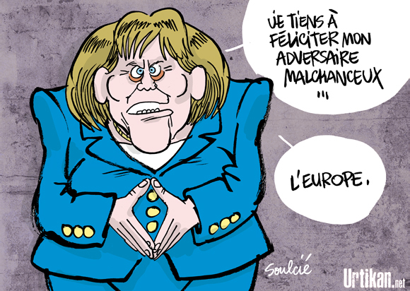 "Le pouvoir a un nom : Angela Merkel" - Dessin du jour de Soulcié 
