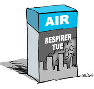 La pollution de l'air extérieur est "cancérigène" selon l'OMS - Dessin de Deligne