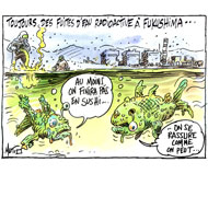 La radioactivité des eaux souterraines a grimpé en flèche à Fukushima - Dessin de Mutio