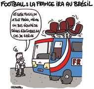 L'équipe de France fera bien le voyage à la Coupe du Monde au Brésil - Dessin de Lasserpe