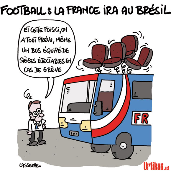 L'équipe de France fera bien le voyage à la Coupe du Monde au Brésil - Dessin de Lasserpe