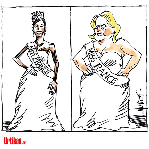 Miss France 2014 victime de racisme - Dessin de Mutio