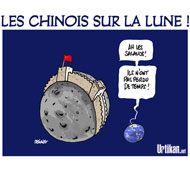 La Chine devient le troisième pays à explorer la Lune - Dessin de Deligne