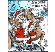 Père Noël 2.0, le selfie - Dessin de Mutio