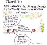 Vents violents : 82.000 foyers sans électricité - Dessin de Chimulus