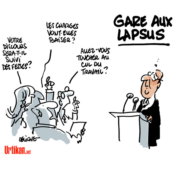 Conférence de presse de Hollande : quelle question ? - Dessin de Deligne