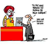 Mc Donald's soupçonné d'évasion fiscale à hauteur de 2,2 milliards d'euros - Dessin de Deligne