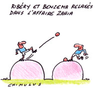 Procès Zahia : Ribery et Benzema soulagés - Dessin de Chimulus