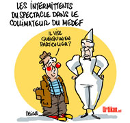 Le Medef repart en guerre contre le régime des intermittents du spectacle - Dessin de Deligne