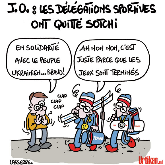 Les JO de Sotchi, c'est fini ! Rendez-vous à Pyeongchang en 2018 - Dessin de Lasserpe