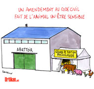 L’animal enfin reconnu comme un être sensible - Dessin de Cambon