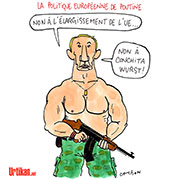 En Russie, les barbes tombent après la victoire de Conchita Wurst - Dessin de Cambon