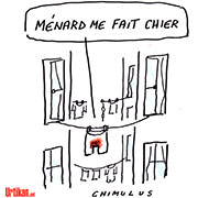 Béziers: Robert Ménard, nouveau maire, interdit le linge au balcon - Dessin de Chimulus