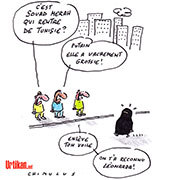 Souad Merah serait en vacances en Tunisie... ou en Syrie - Dessin de Chimulus