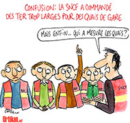 TER : l’incroyable bourde du tandem SNCF-RFF - Dessin de Cambon