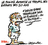 Bolivie : 10 ans, l'âge de l'exploitation - Dessin de Lacombe