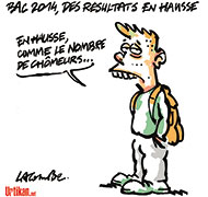 Bac 2014 : le taux de réussite atteint 87,9%, un record historique - Dessin de Lacombe