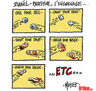 14 juillet à Gaza - Dessin de Mutio